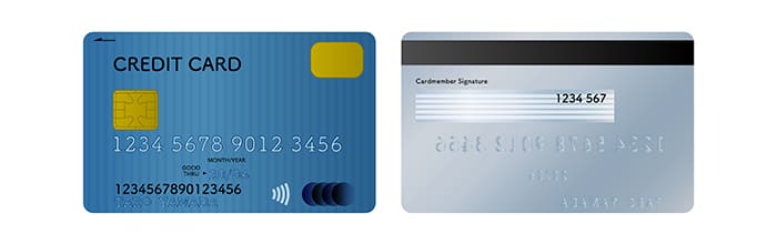 クレジットカードの両面画像