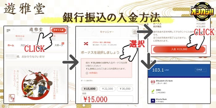 遊雅堂の銀行振込の入金方法